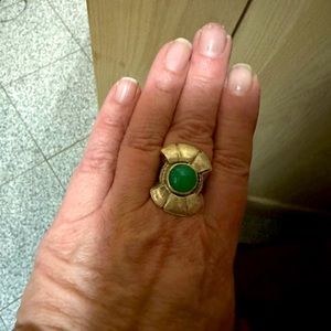 Sterling Silver and green agate ring.